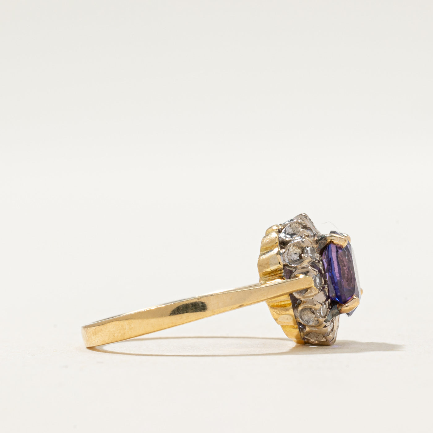 1962 London Synthetic Purple Sapphire & Diamond Ring | 1.10ct, 0.06ctw | SZ 2.25