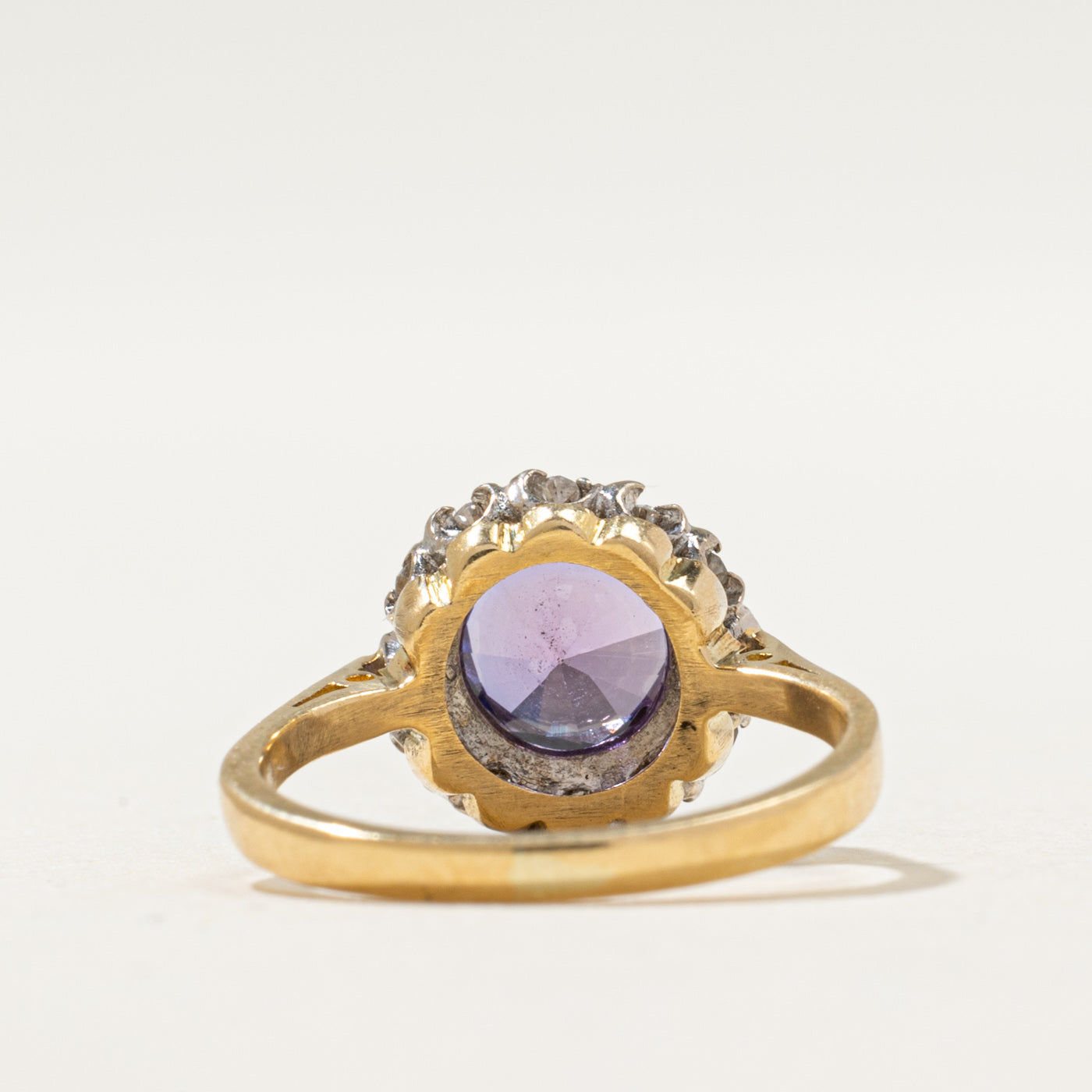 1962 London Synthetic Purple Sapphire & Diamond Ring | 1.10ct, 0.06ctw | SZ 2.25