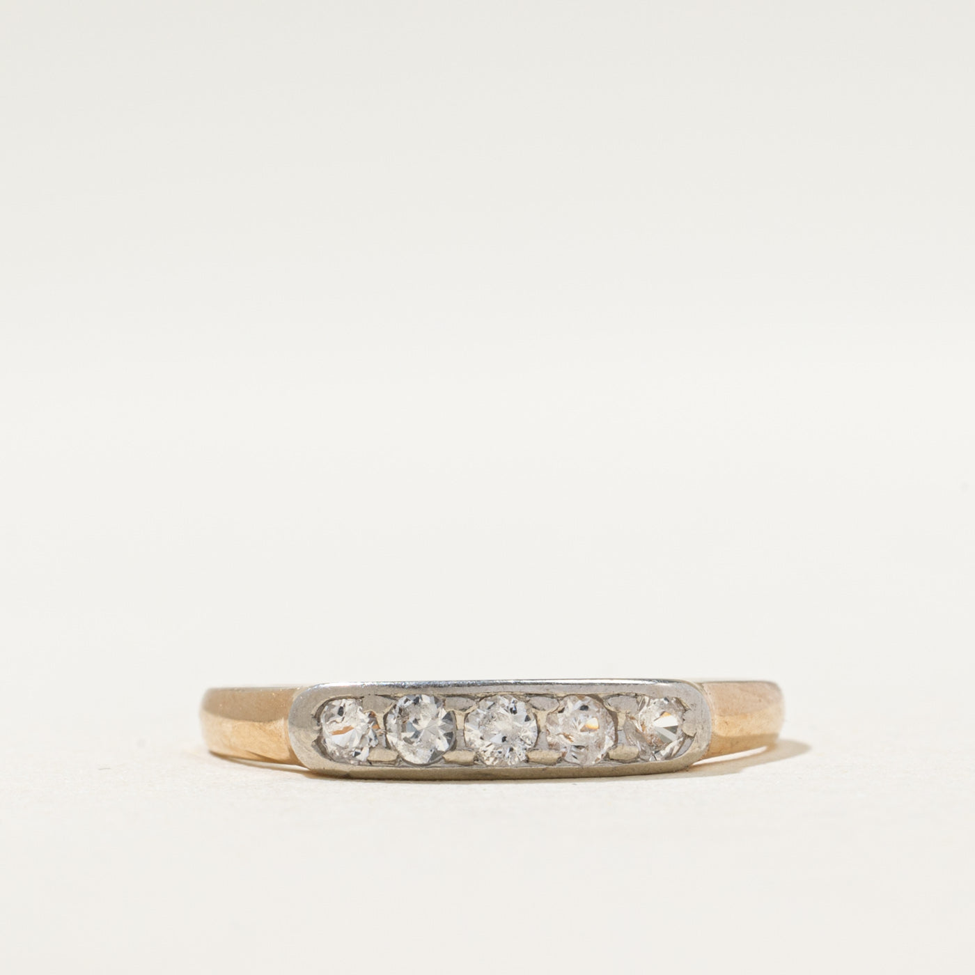 1940 Finnish Five Stone Clear Sapphire Ring | 0.30ctw | SZ 7