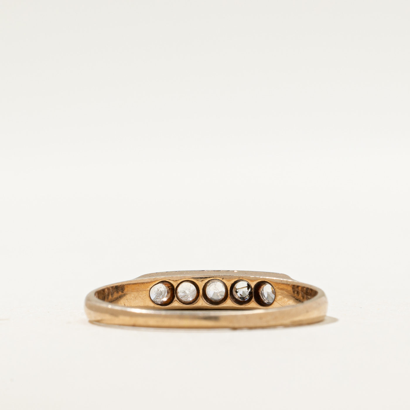 1940 Finnish Five Stone Clear Sapphire Ring | 0.30ctw | SZ 7