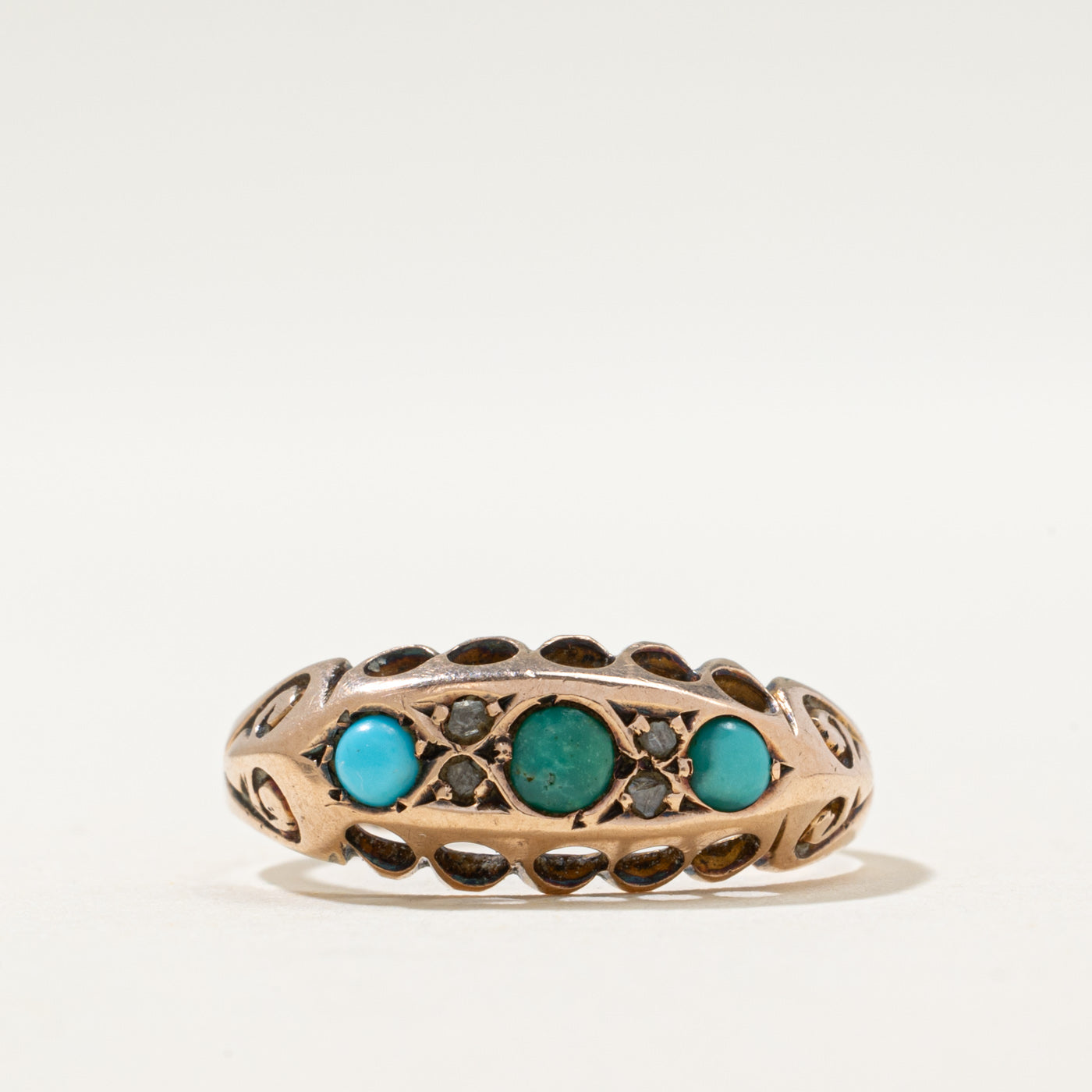 Bague Chester turquoise et diamants de 1901 | 0,10 ct, 0,02 ct | Taille 6