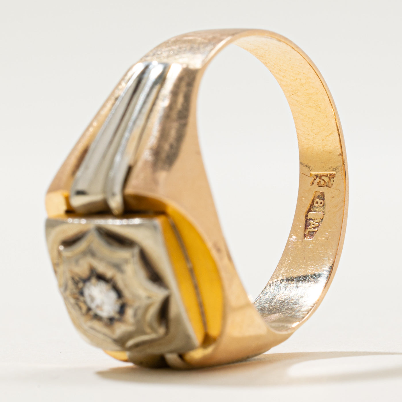 Art Deco Italian Single Stone Diamond Cocktail Ring | 0.07ct | SZ 10