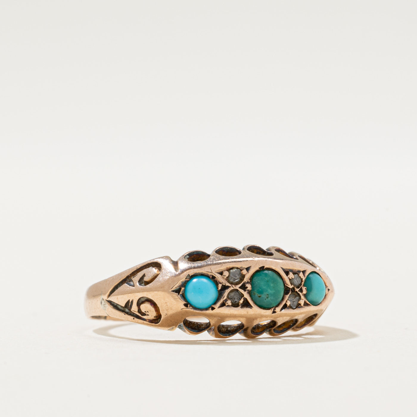 Bague Chester turquoise et diamants de 1901 | 0,10 ct, 0,02 ct | Taille 6