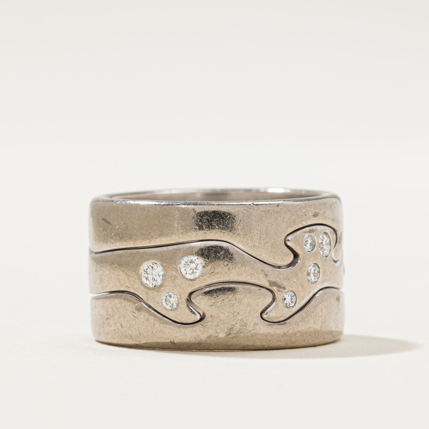 'Georg Jensen' Scattered Diamond Cigar Band | 0.24ctw | SZ 6.25