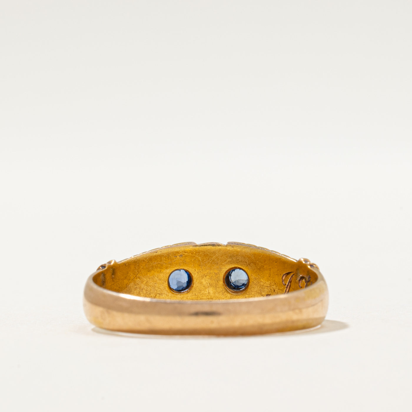 Victorian 15K Gold Seed Pearl & Sapphire Ring | 0.11ctw | SZ 7.25