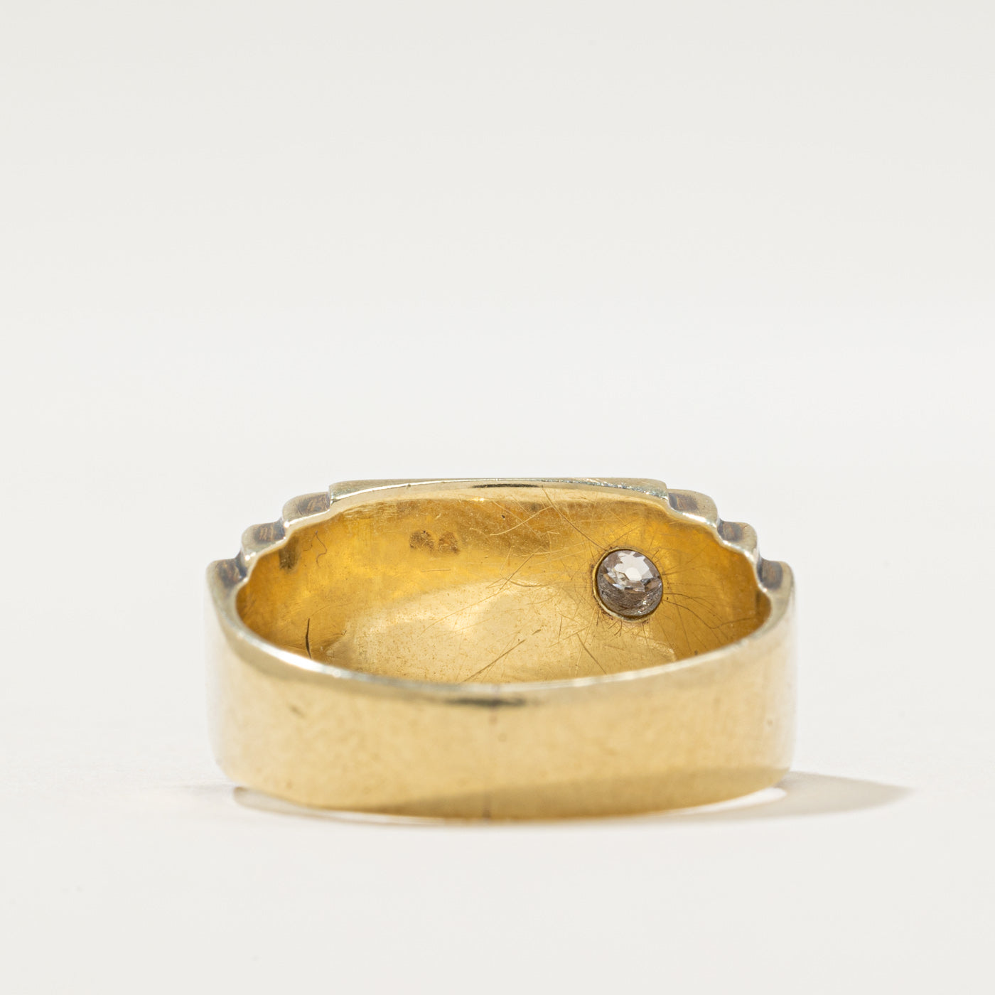 Art Deco Hungarian Diamond Grooved Statement Ring | 0.09ct | SZ 6