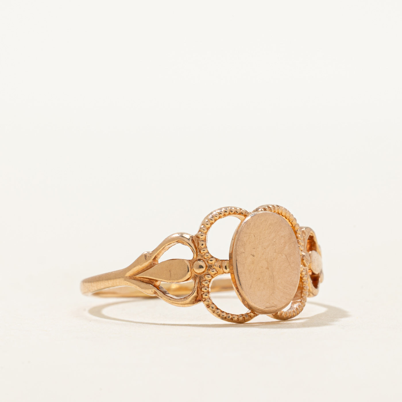 Soviet Hallmarked 14k Rose Gold Signet Ring | SZ 9