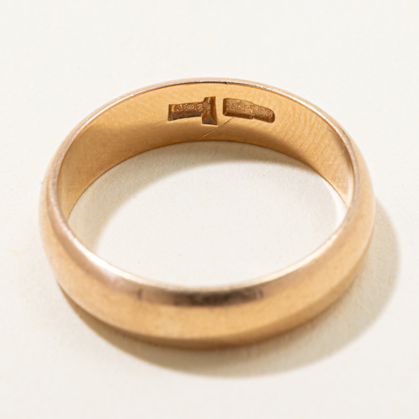 1962 Soviet Hallmarked 14k Rose Gold Band | 5.03mm | SZ 7.25