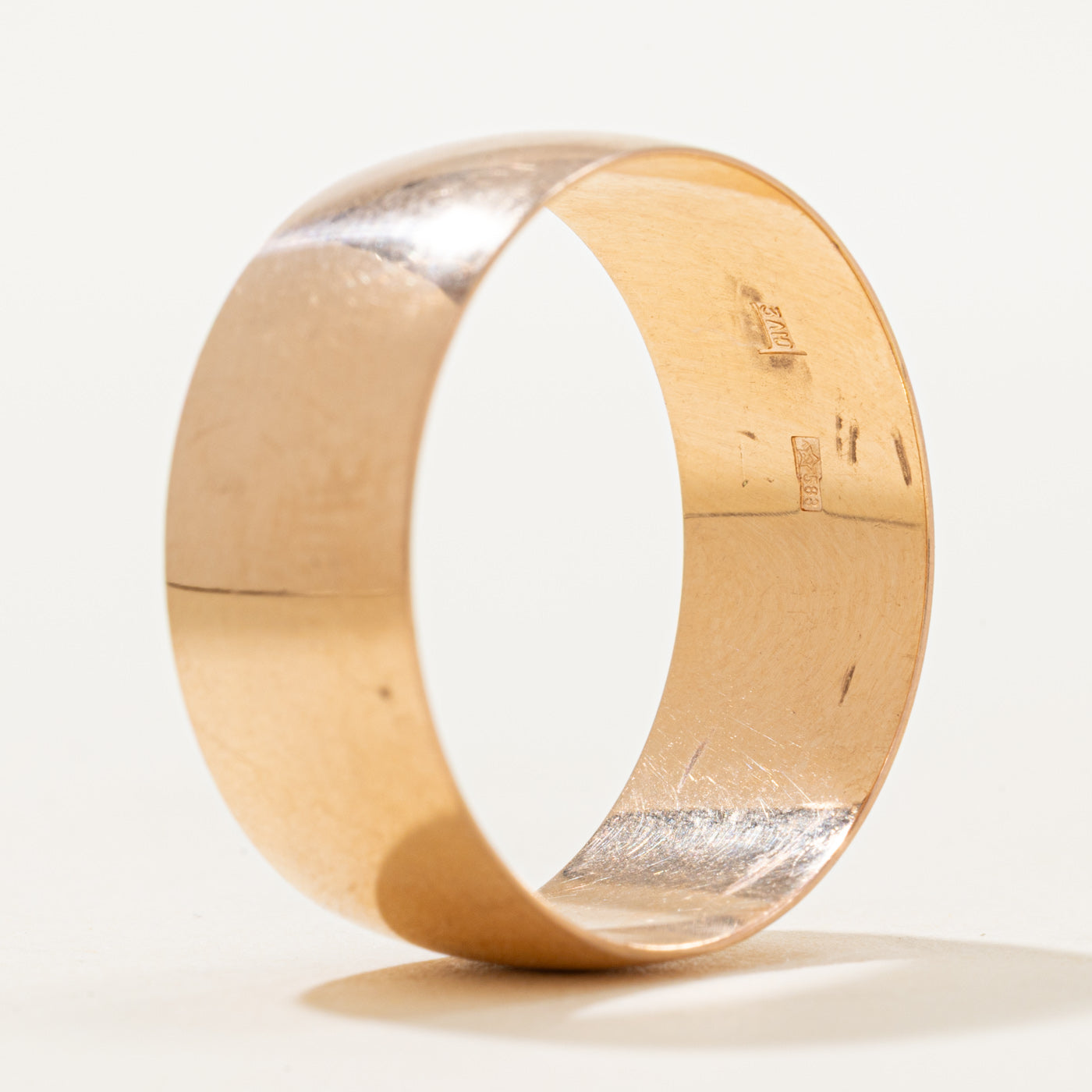 1973 Soviet Hallmarked 14k Rose Gold Cigar Band | 9.53mm | SZ 13.5