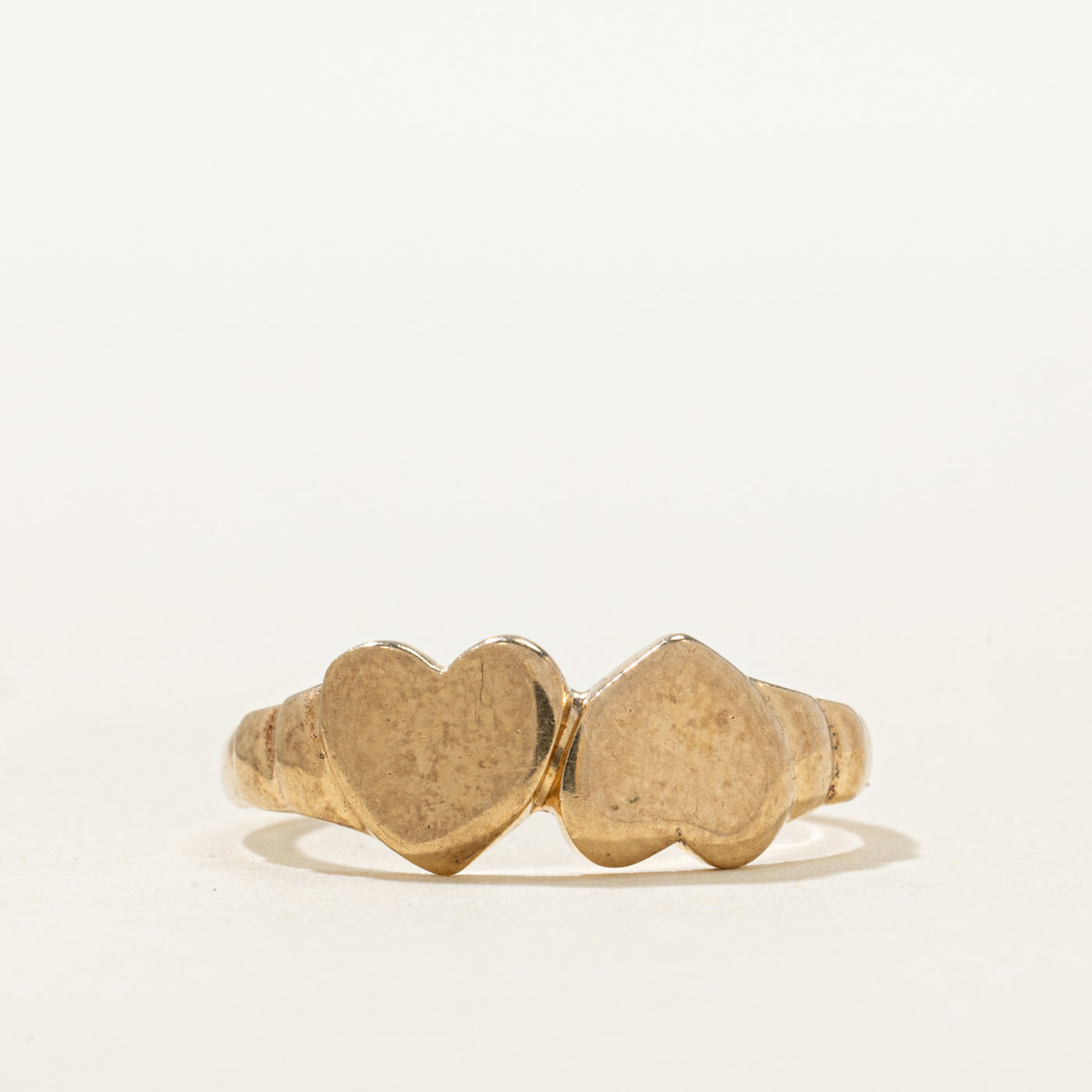 1973 London 9k Yellow Gold Two Hearts Ring | SZ 5.75