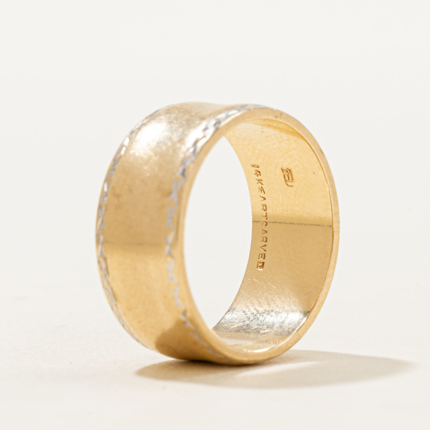 14k Yellow Gold Textured Pattern Cigar Band | 7.98mm | SZ 6.25