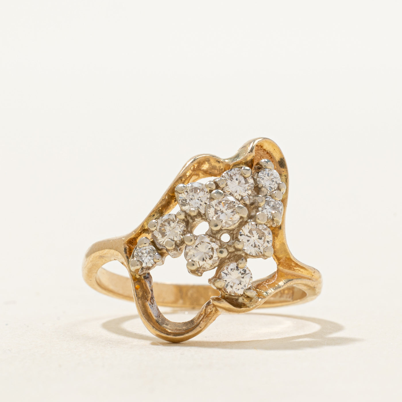 14K Scattered Diamond Abstract Ring | 0.42ctw | SZ 6