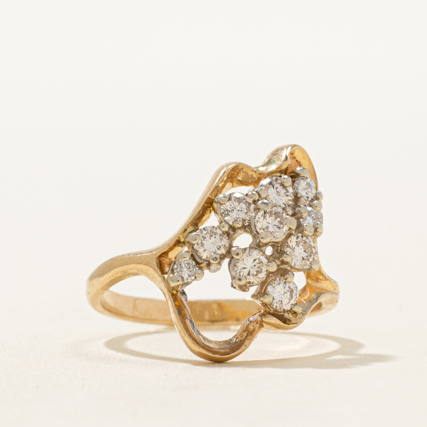 14K Scattered Diamond Abstract Ring | 0.42ctw | SZ 6