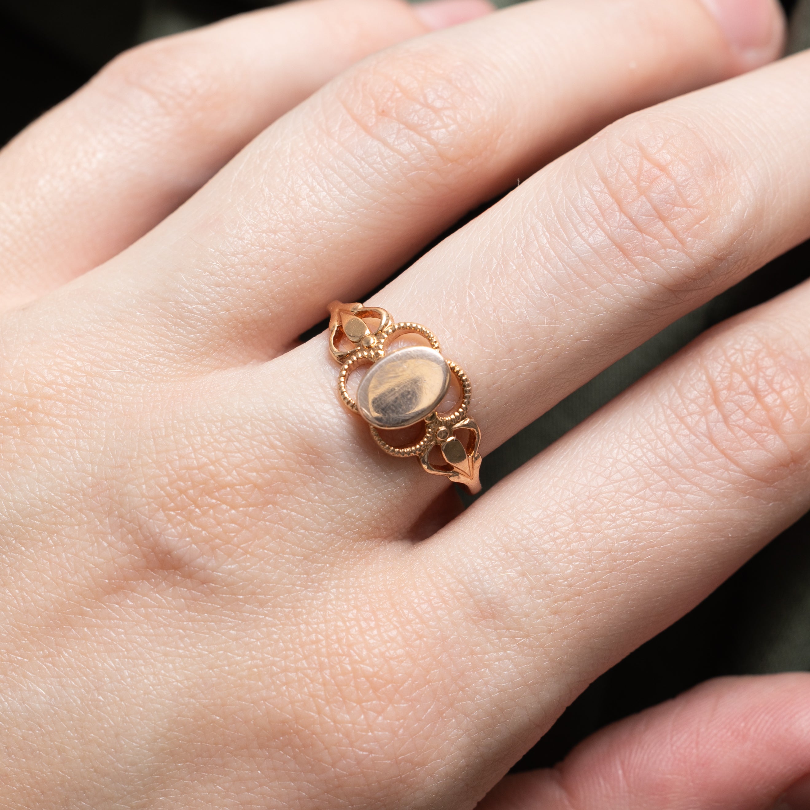 Soviet Hallmarked 14k Rose Gold Signet Ring | SZ 9