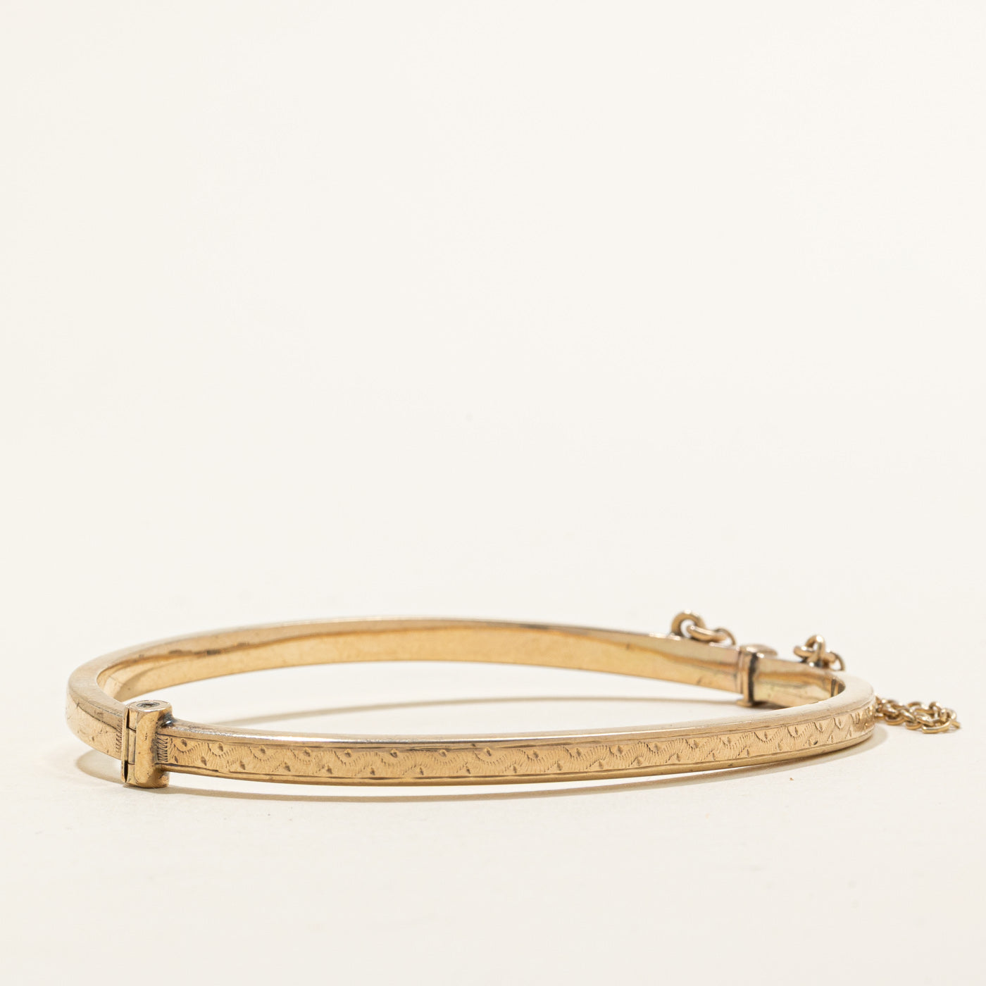 'Birks' 9K Yellow Gold Engraved Bangle | 3.70mm | 7" |