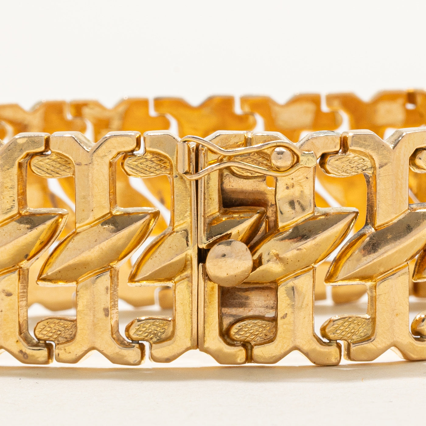 Vintage Italian 18K Yellow Gold Fancy Geometric Thick Chain Bracelet | 21mm | 7.5" |