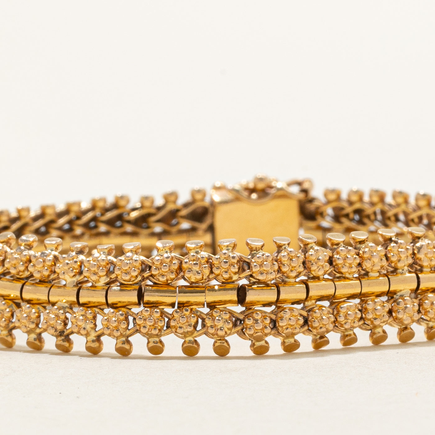 Bracelet vintage portugais à maillons ornés en or 19 carats | 11,29 mm | 17,1 cm |
