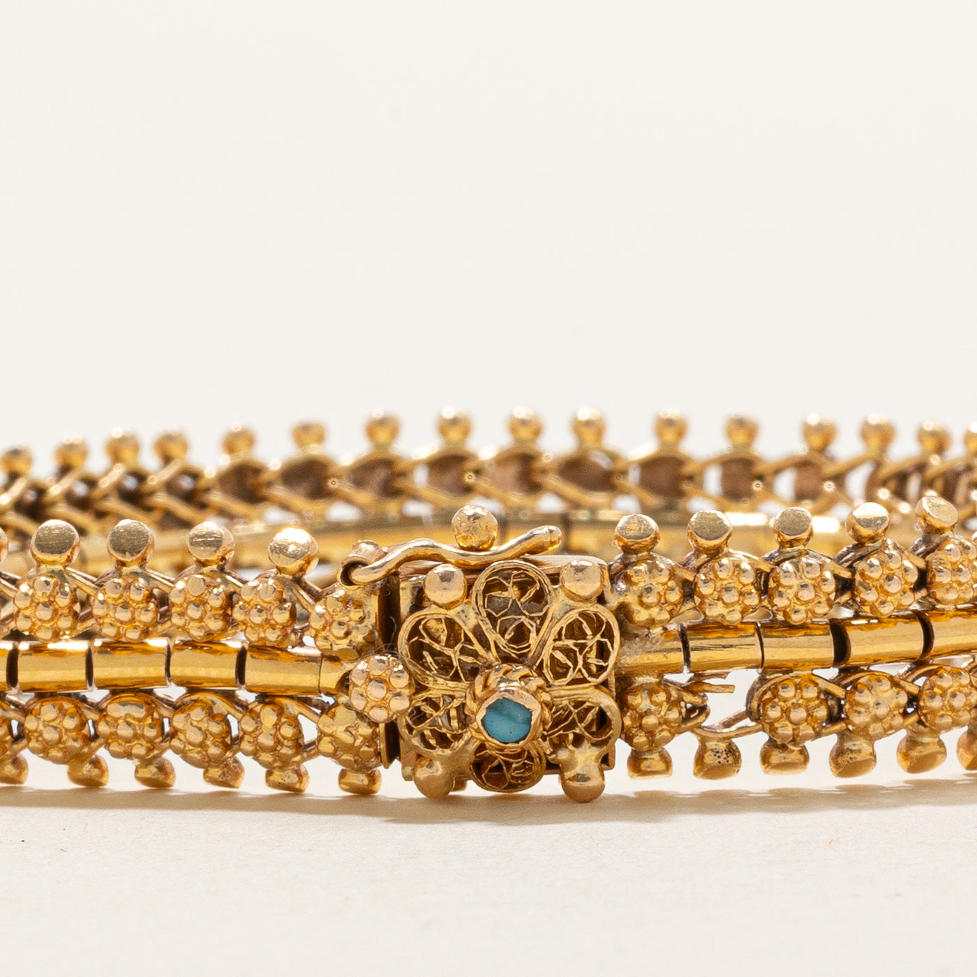 Bracelet vintage portugais à maillons ornés en or 19 carats | 11,29 mm | 17,1 cm |