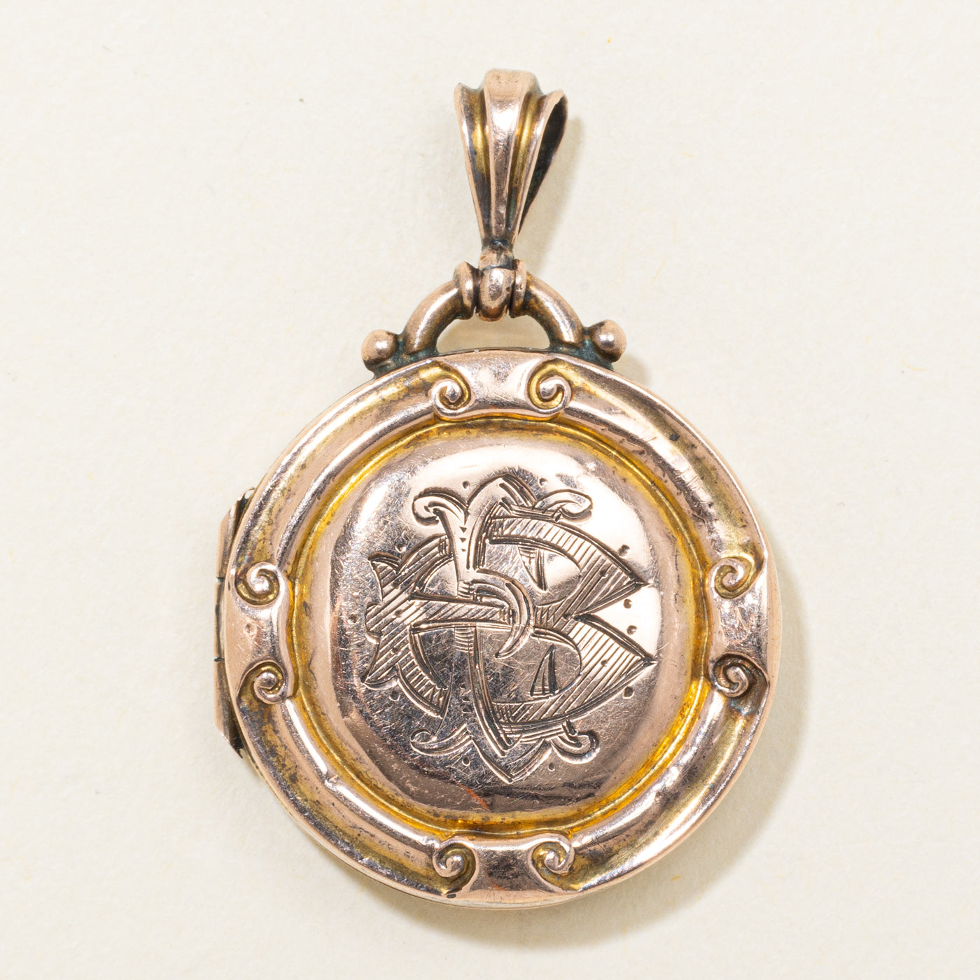 1903 Birmingham 9K Ornate Engraved Initials Locket