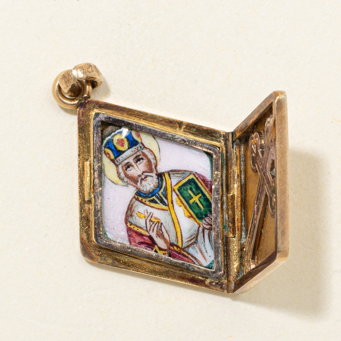 18k Textured St. Nicholas Locket