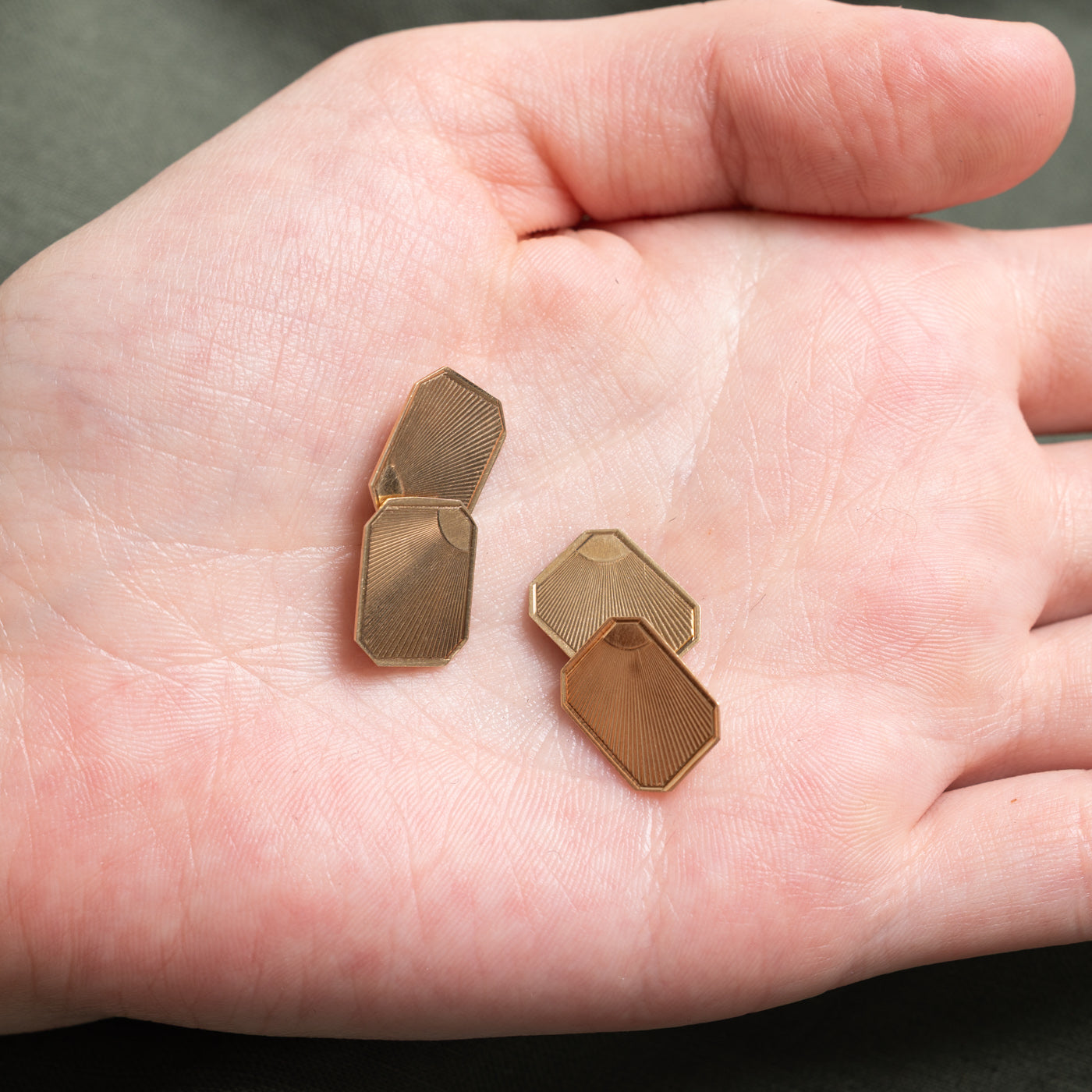 1959 Birmingham 9K Yellow Gold Engraved Cufflinks