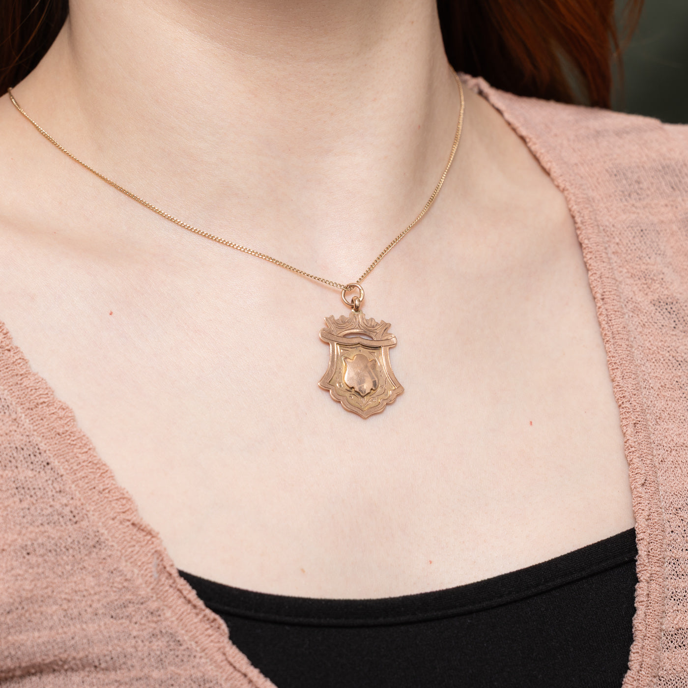 1924 Chester 9K Rose Gold Crest Pendant