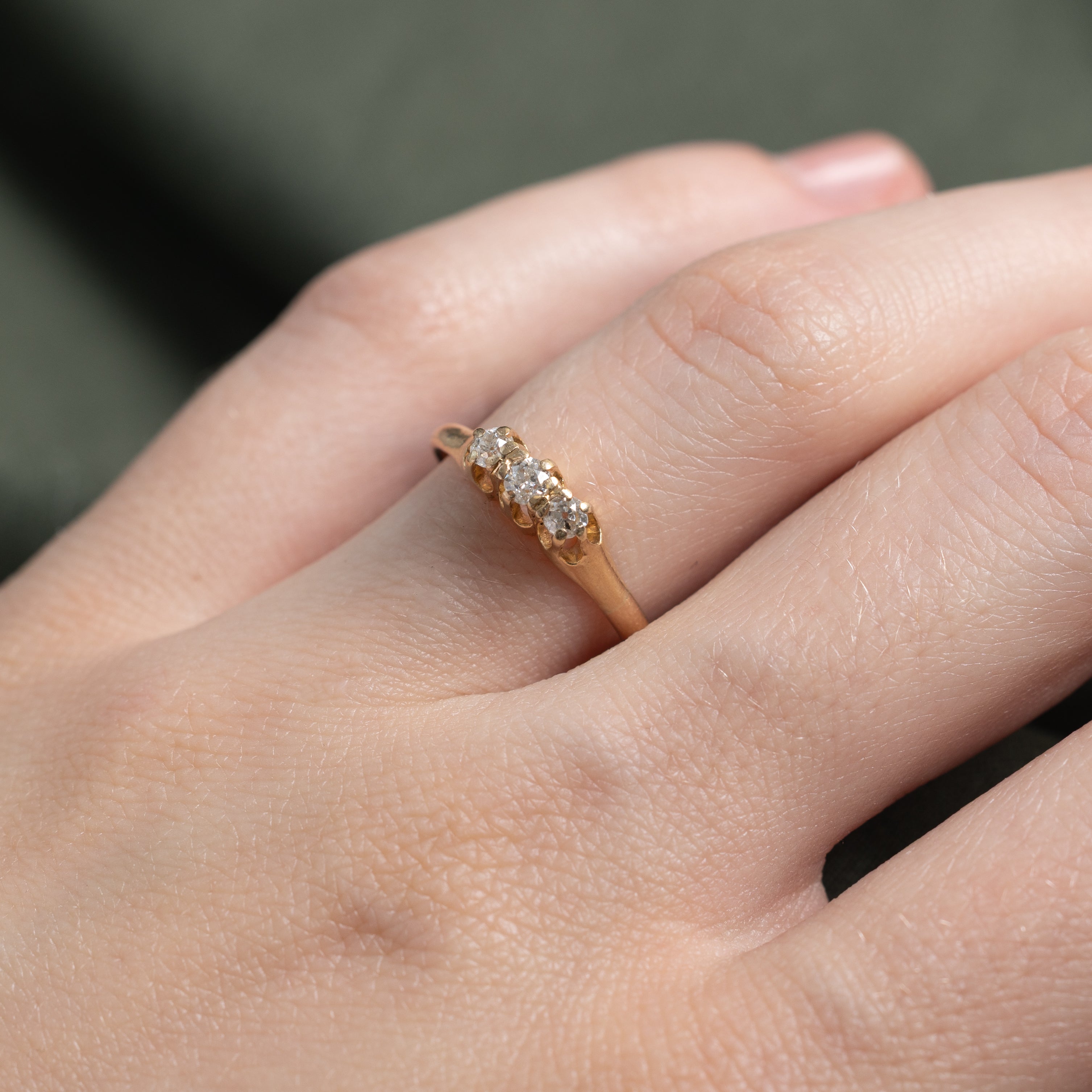 Vintage Three Stone Old European Cut Diamond Ring | 0.22ctw | SZ 6.25