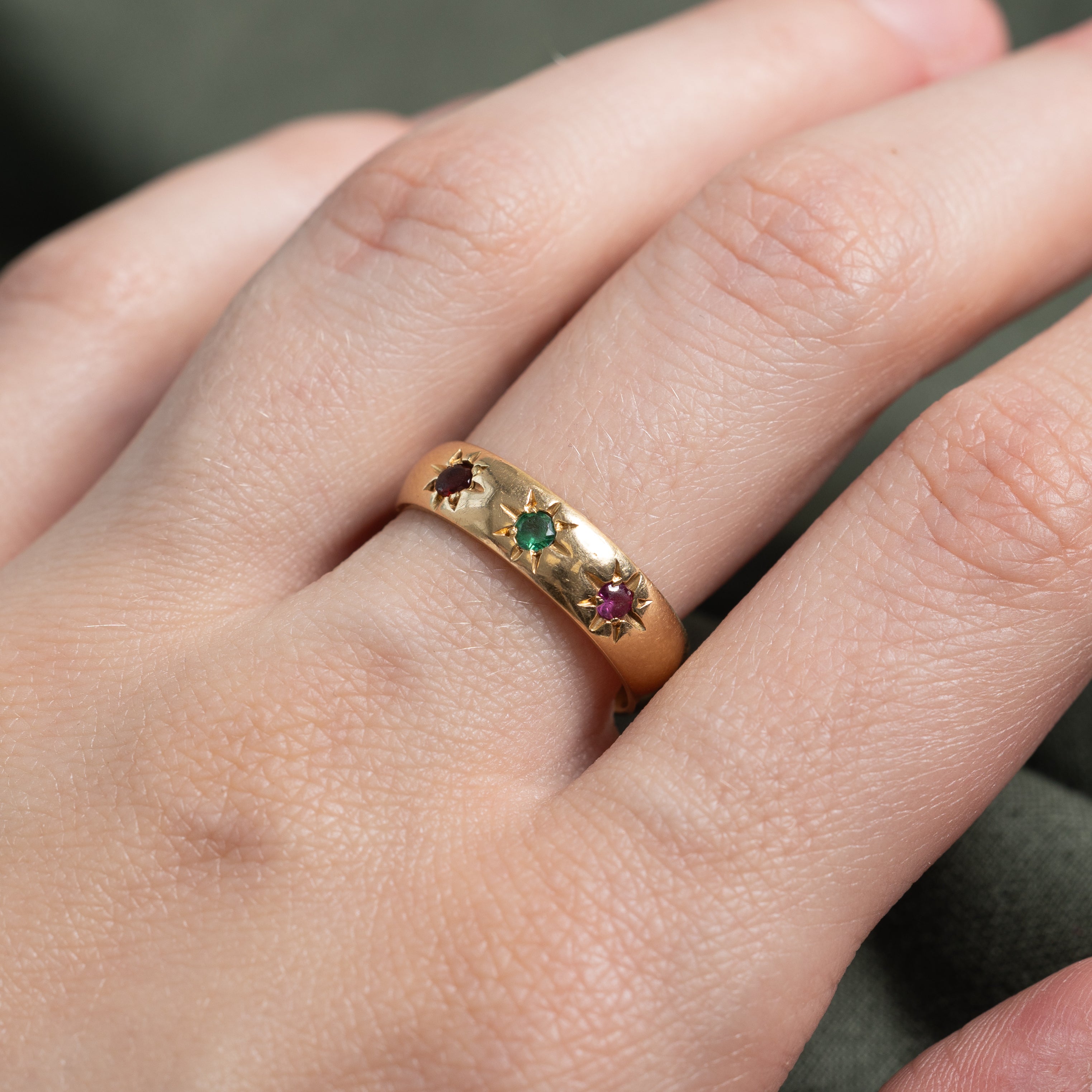 Star Set Ruby, Garnet, Synthetic Spinel Band | 0.22ctw | SZ 7.75