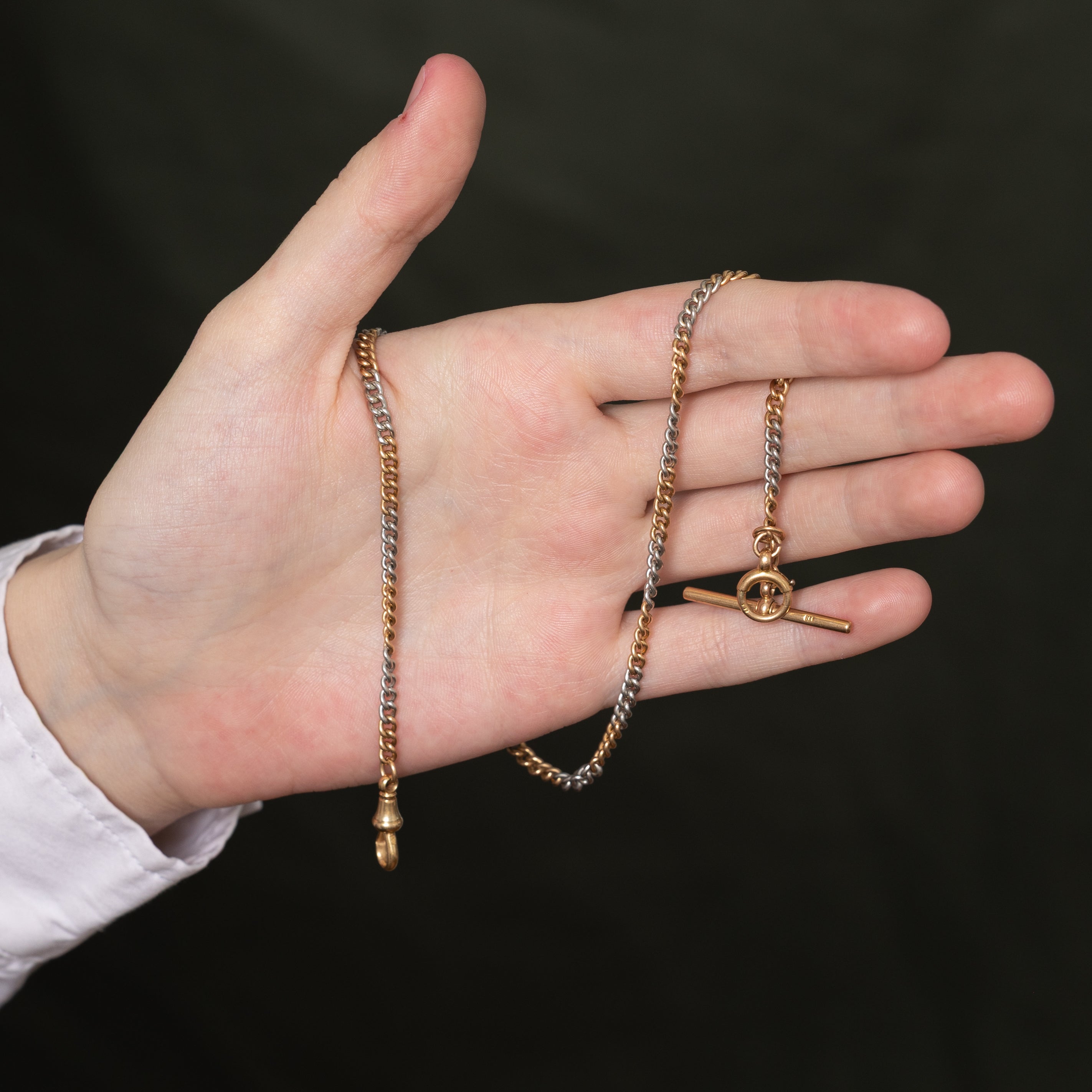 18k Two Tone Gold Watch Chain | 15"
