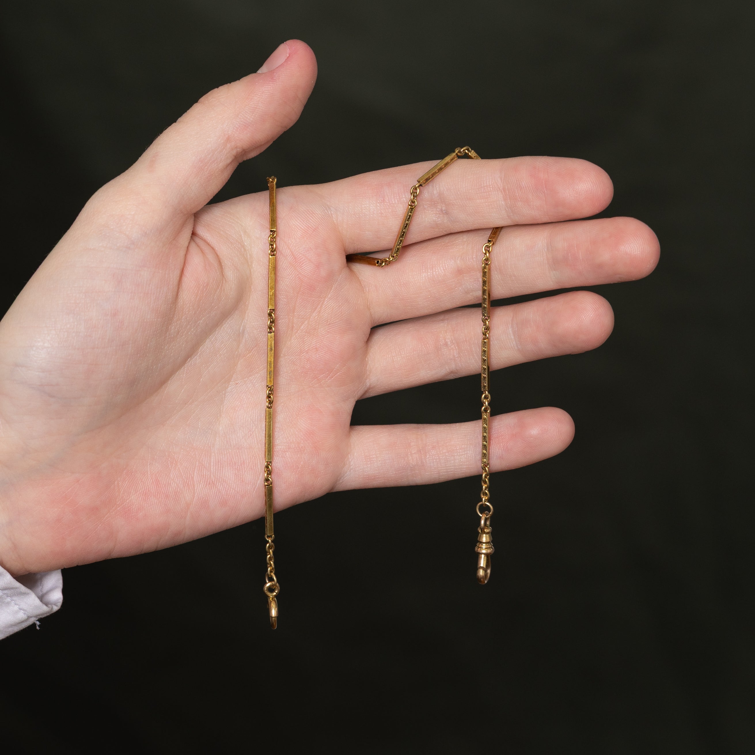 14k Yellow Gold Bar Link Watch Chain | 13"