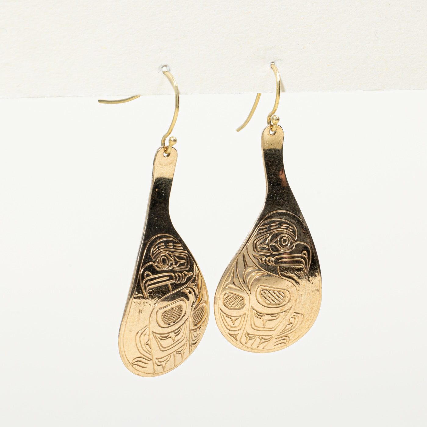 18K Yellow Gold Indigenous Art Drop Earrings