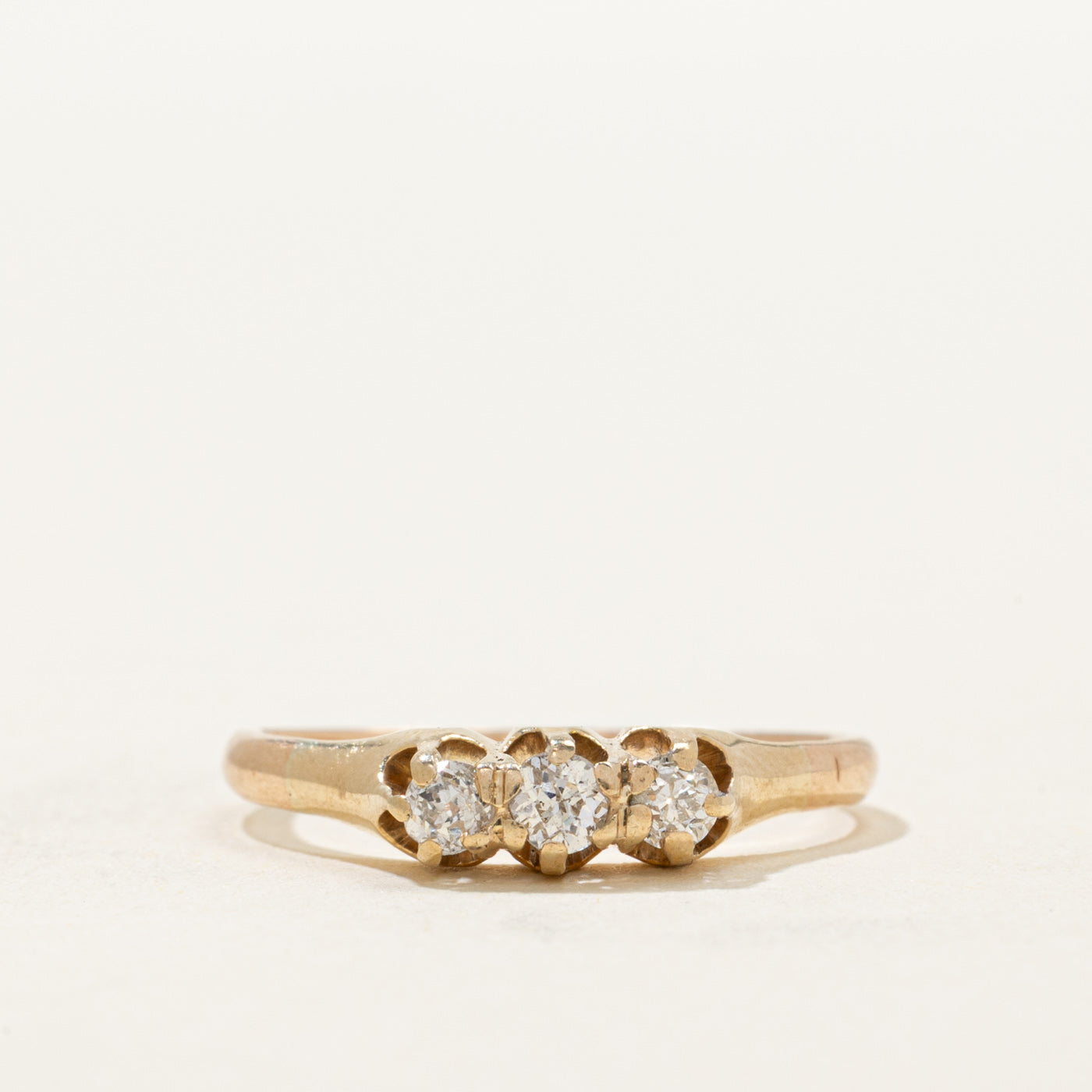 Vintage Three Stone Old European Cut Diamond Ring | 0.22ctw | SZ 6.25