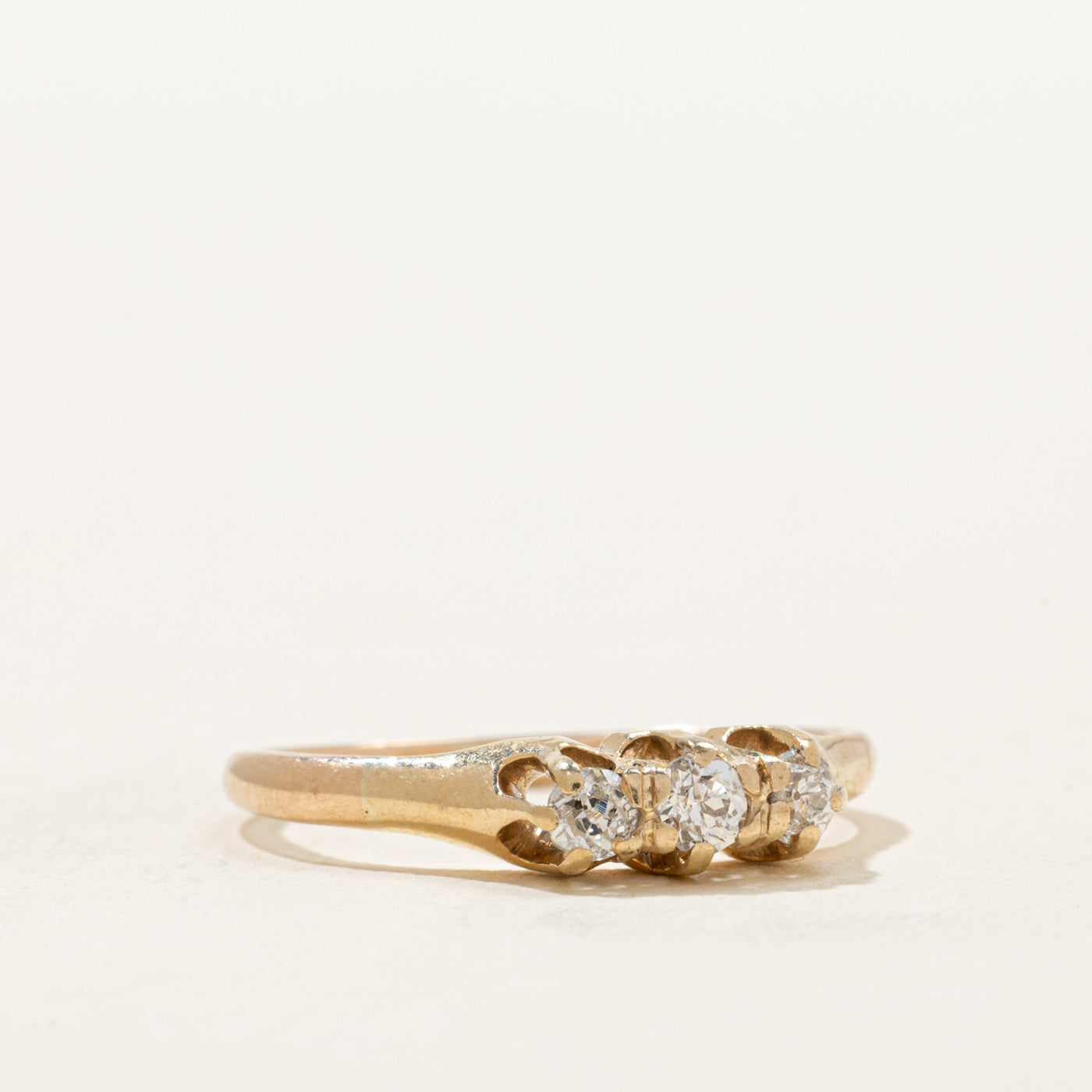 Vintage Three Stone Old European Cut Diamond Ring | 0.22ctw | SZ 6.25