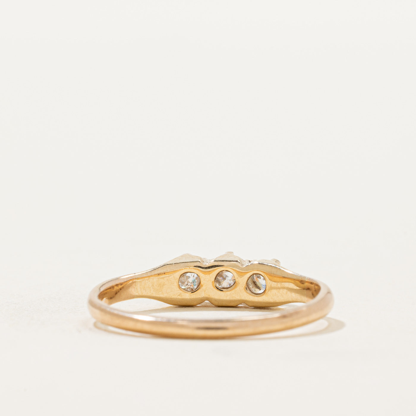 Vintage Three Stone Old European Cut Diamond Ring | 0.22ctw | SZ 6.25