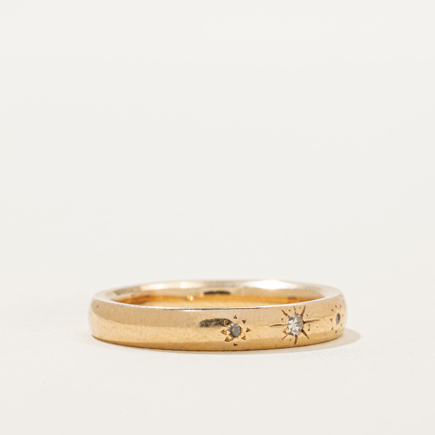 Bague vintage canadienne à trois diamants | 0,02 ct au total | Taille 6,5