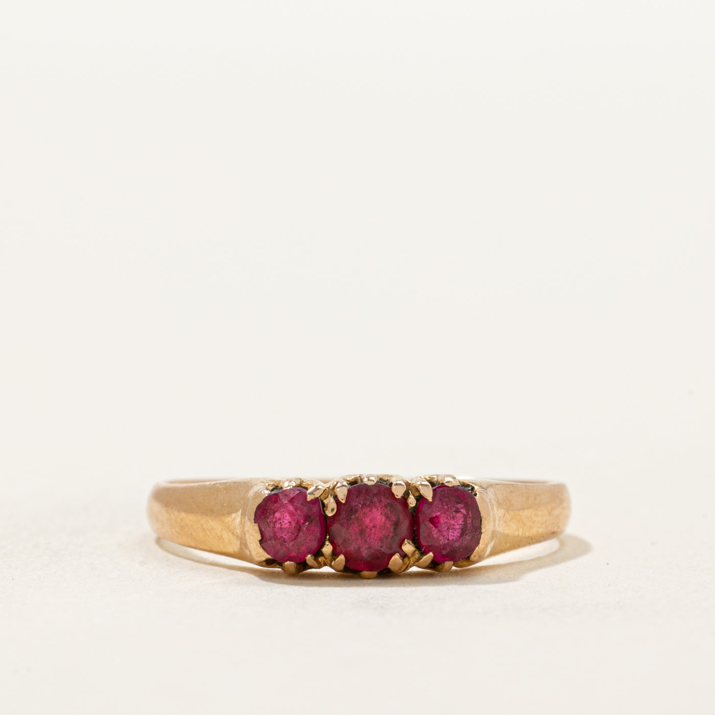 Three Stone Synthetic Ruby Ring | 0.60ctw | SZ 6.5