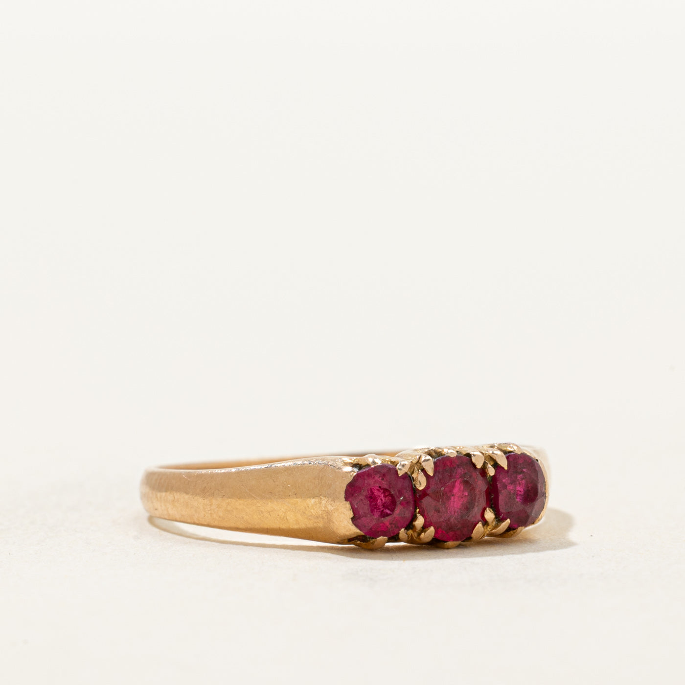 Three Stone Synthetic Ruby Ring | 0.60ctw | SZ 6.5