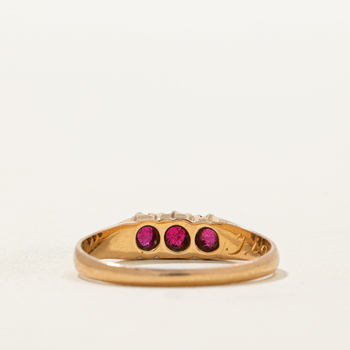 Three Stone Synthetic Ruby Ring | 0.60ctw | SZ 6.5
