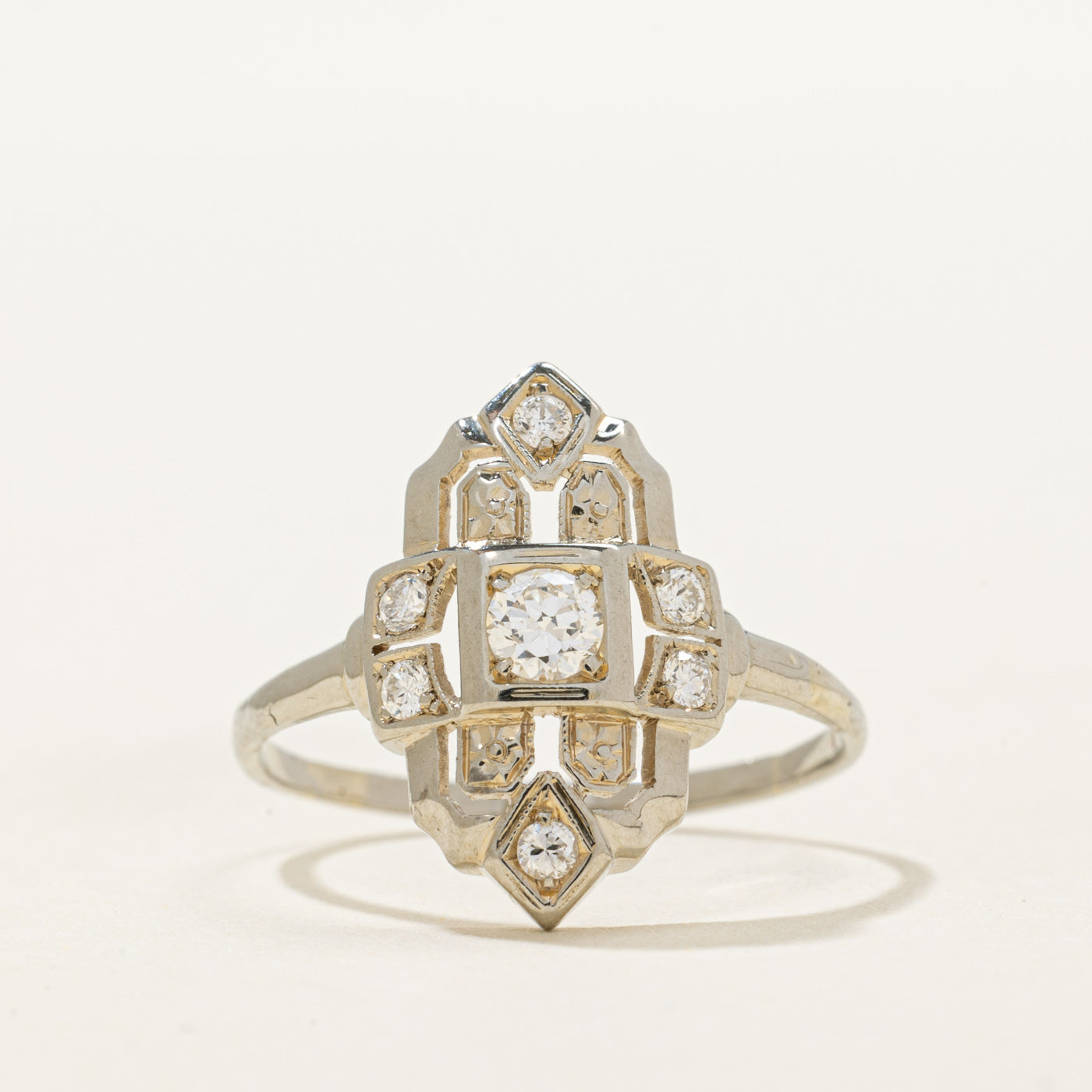 Bague en diamant des années 1940 | 0,26 ct | Taille 7,5