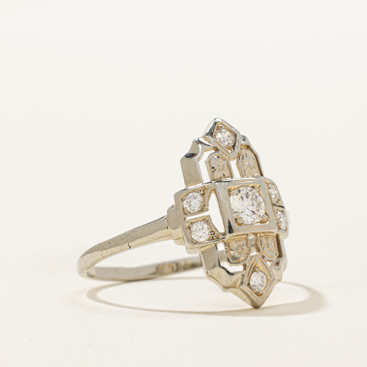 Bague en diamant des années 1940 | 0,26 ct | Taille 7,5