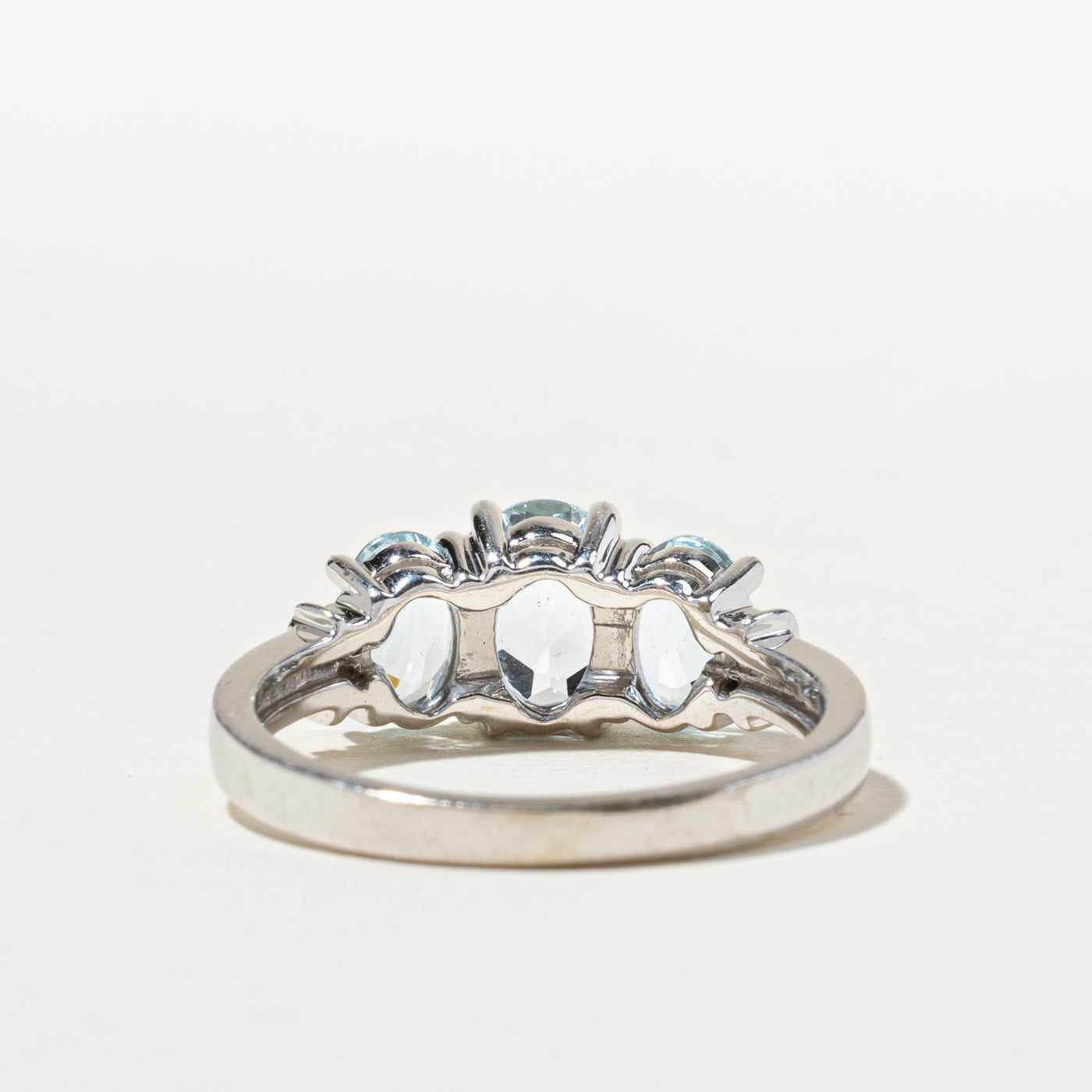 Three Stone Aquamarine & Diamond Ring | 1.38ctw, 0.04ctw | SZ 6