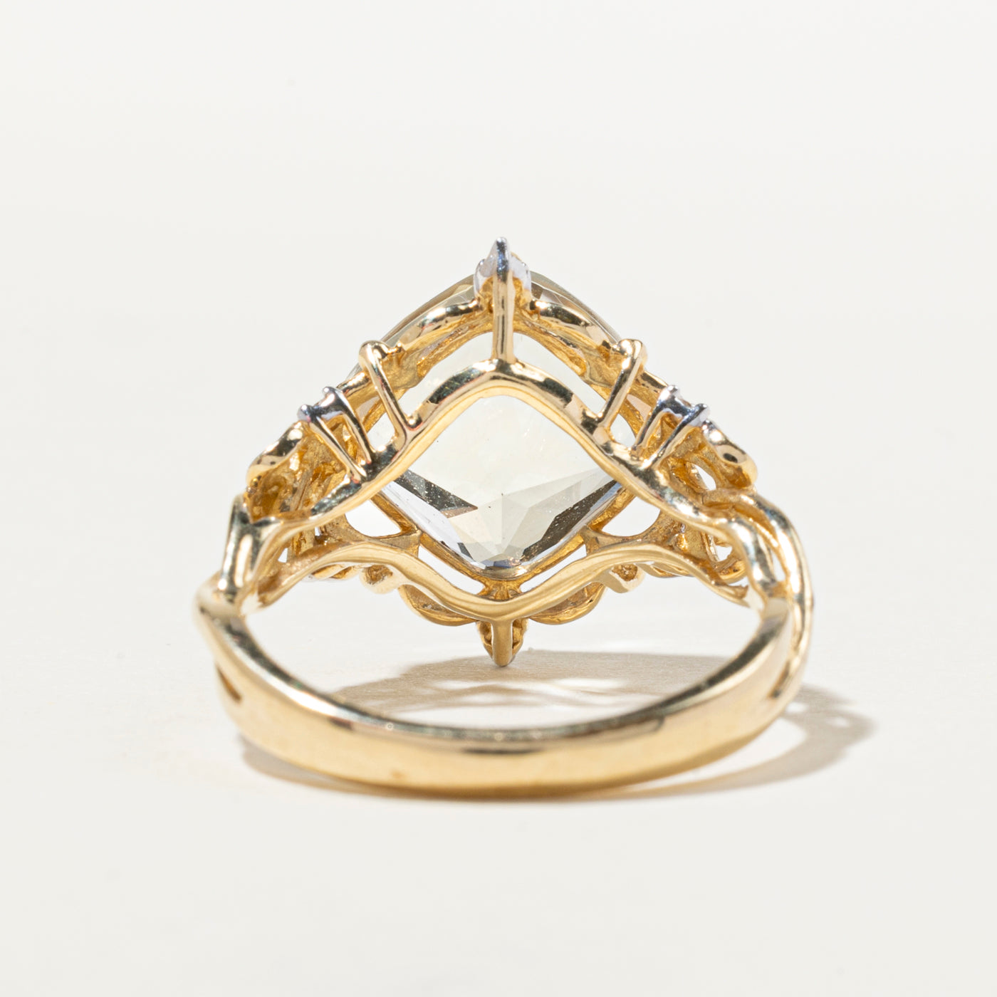 Prasiolite & Diamond Ornate Cocktail Ring | 4.78ct, 0.03ctw | SZ 6.5