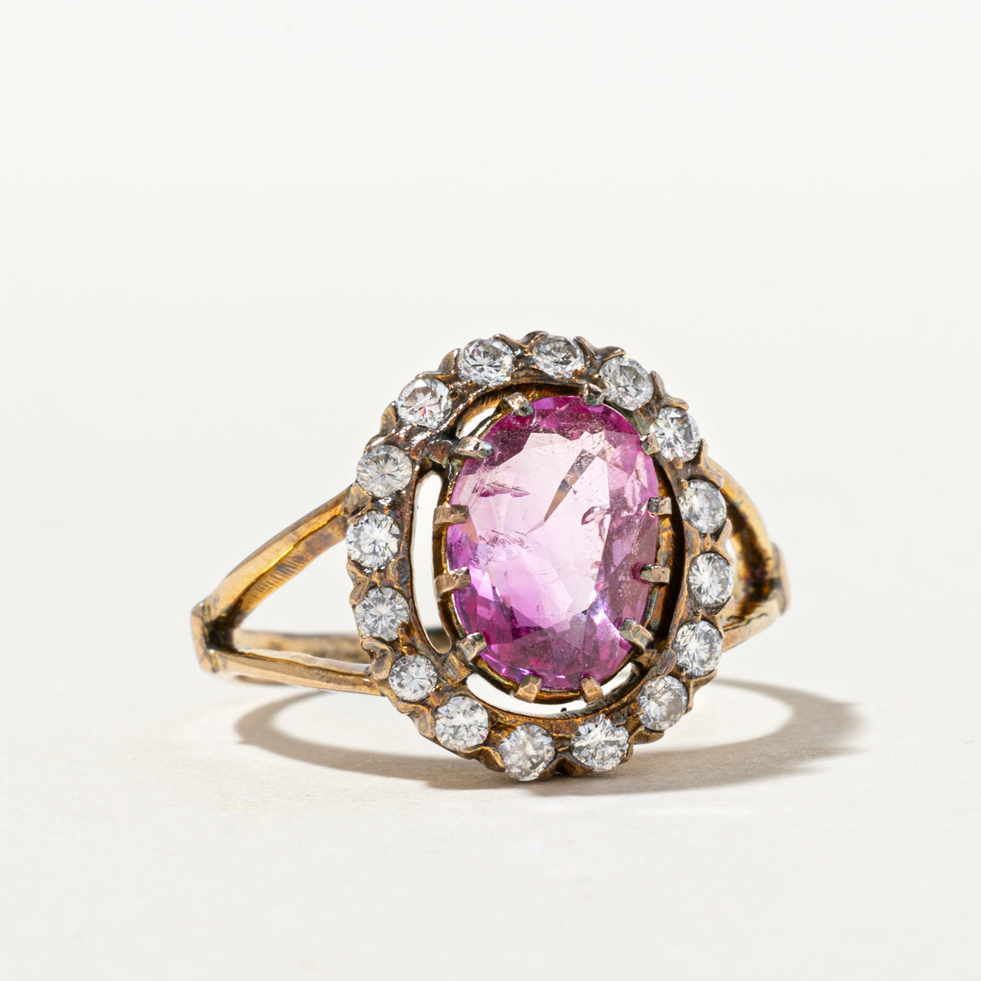 Pink Sapphire & Diamond Halo Cocktail Ring | 1.70ct, 0.40ctw | SZ 6.5