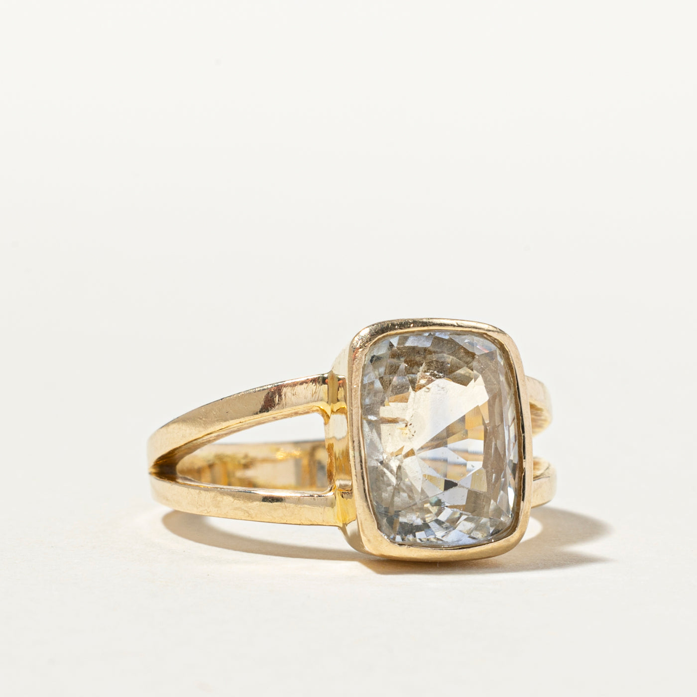 Bezel Set White Sapphire Open Shank Ring | 6.32ct | SZ 6