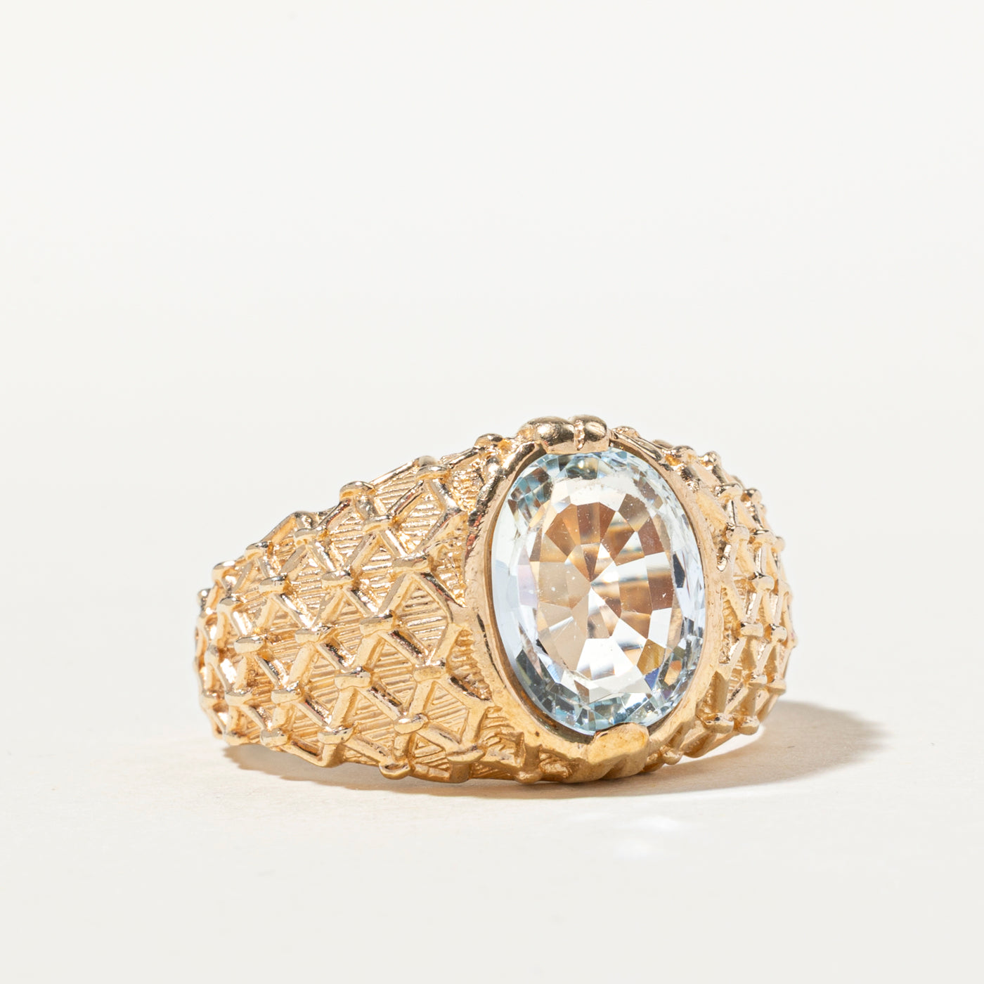 Solitaire Aquamarine Textured Chunky Ring | 2.22ct | SZ 10