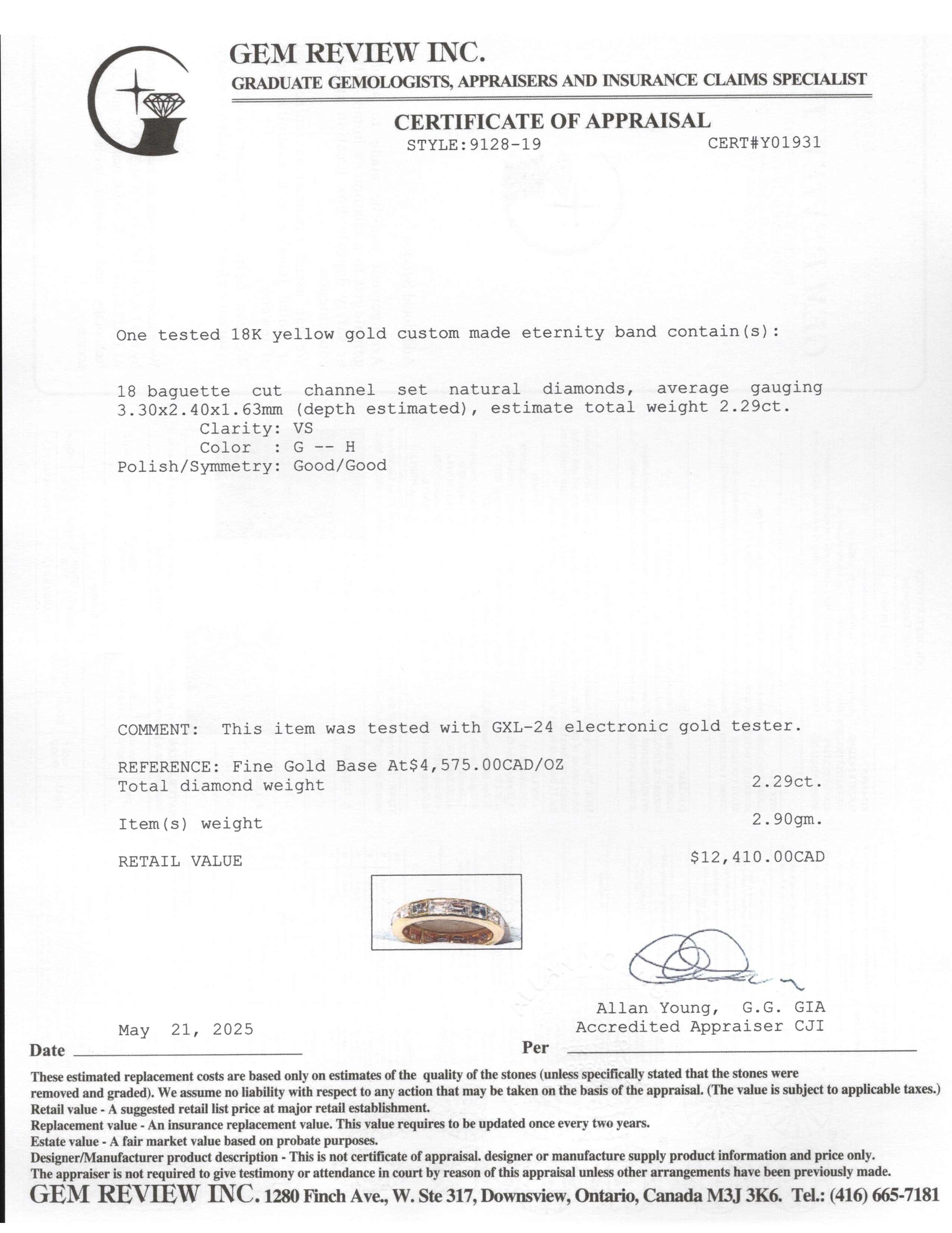 Eternity Baguette Cut Diamond Band | 2.29ctw | SZ 4.5