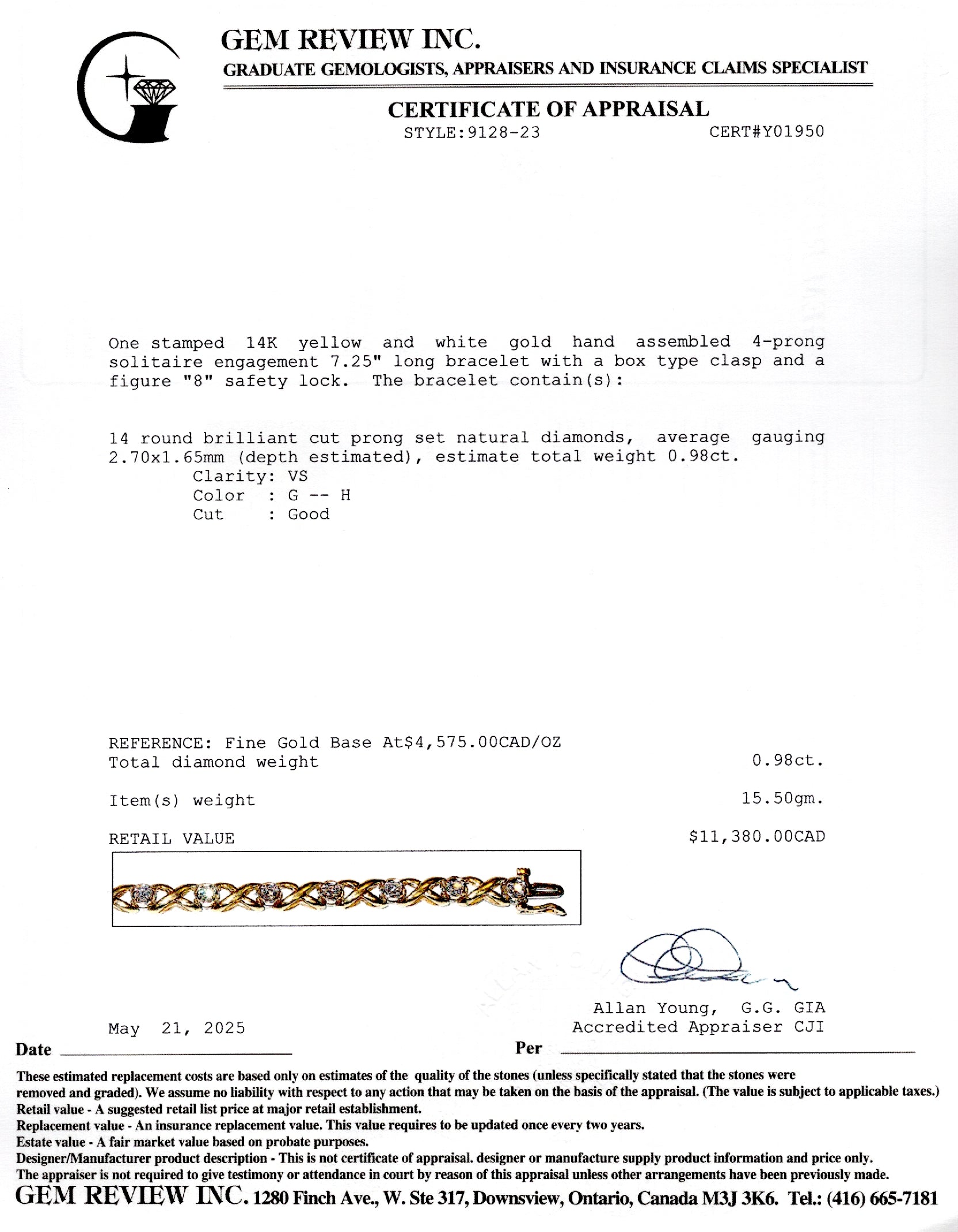 Bezel Set Diamond Infinity Bracelet | 0.98ctw | 7.25"