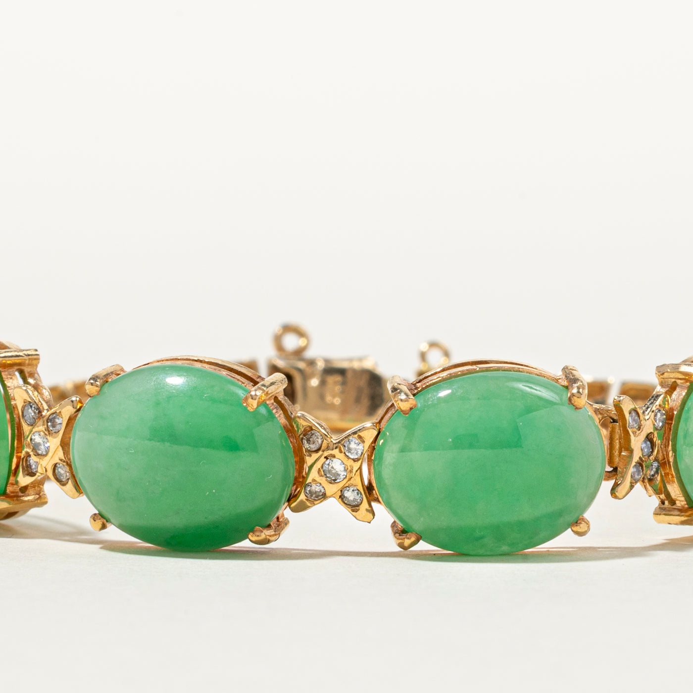 Jade & Diamond Gemstone Bracelet | 20ctw, 0.19ctw | 6.75"