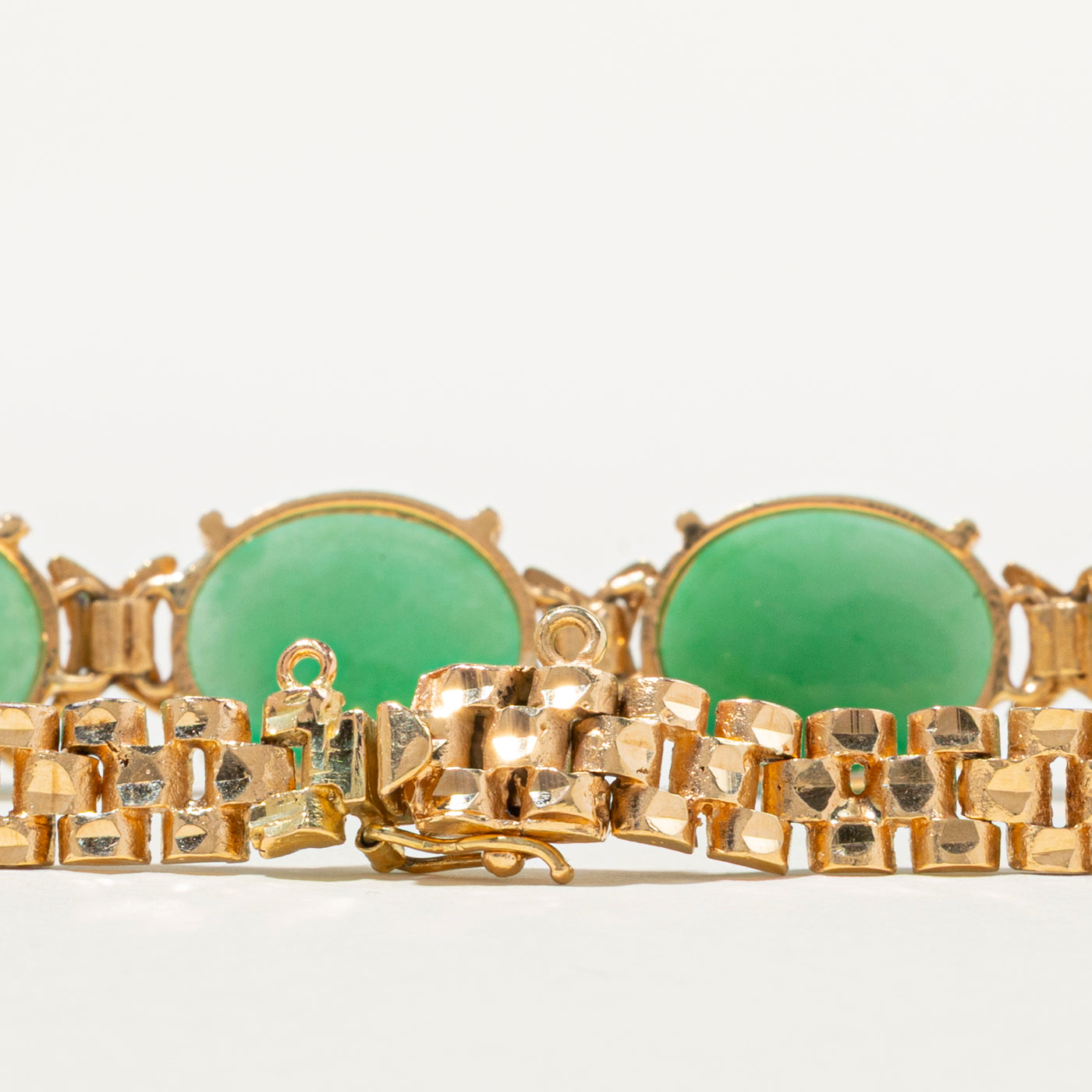 Jade & Diamond Gemstone Bracelet | 20ctw, 0.19ctw | 6.75"