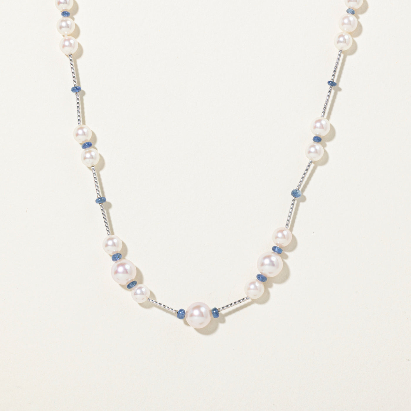 Sapphire Beads & Cultured Pearls Satellite Necklace | 22"